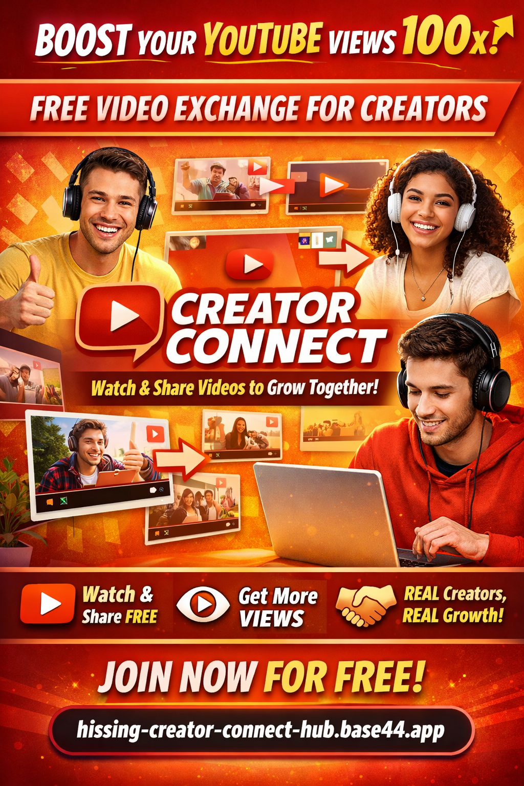 Increase 100x views FREE Youtube Exchange Videos With Other Creators 